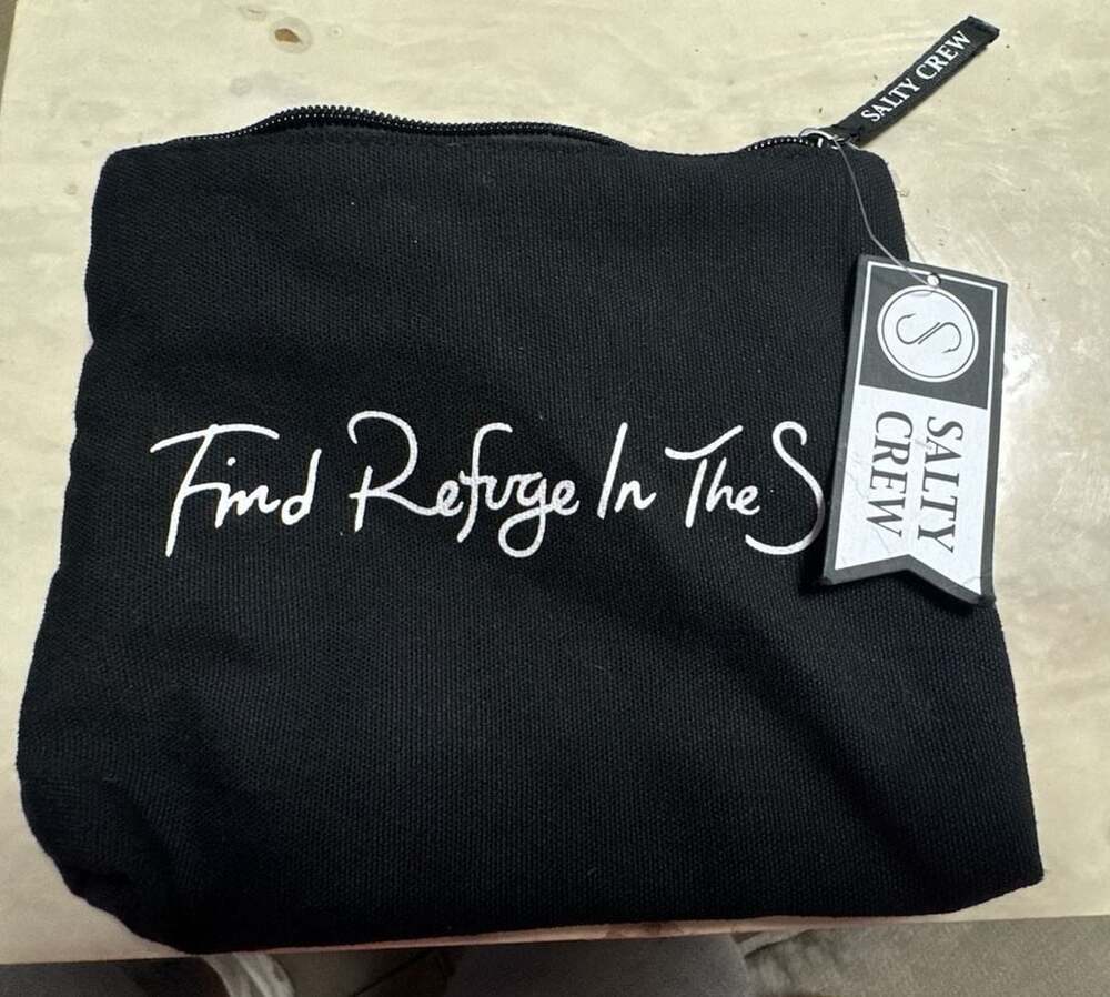 Salty Crew Refuge Pouch One Size Black Canvas Zipper Bag New